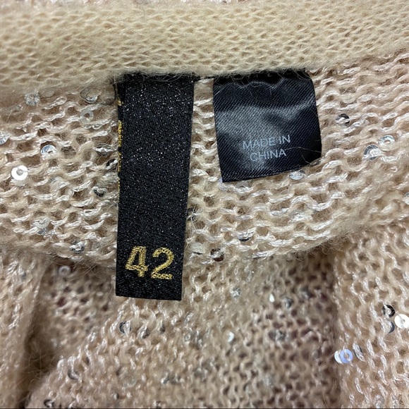 H&M Blush Cropped Open Front Sweater with Sequins - Picture 5 of 8